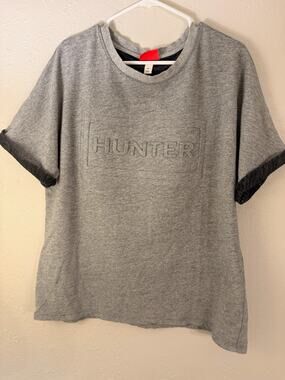 Hunter Men’s M Regular Fit Crew Neck Short Sleeve Gray Logo T-Shirt